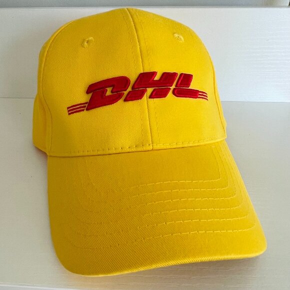 Other - EUC | Yellow Baseball Cap With Red Embroidered D H L Logo